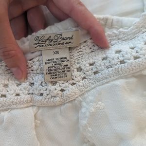 Lucky brand XS small white camisole with crochet edges and lace
